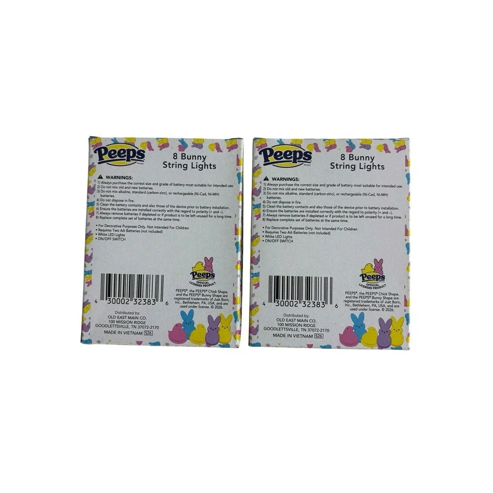 Peeps Bunny LED String Lights - Set of 2  Bunny String Lights 8 Per Pack NEW